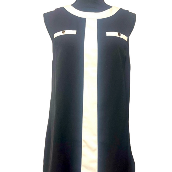 Anthropologie Dresses & Skirts - Anthropologie Bordeaux Black White Sheath Dress Size Medium Back Zipper Lined